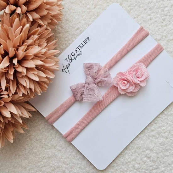 Комплект бебешки ленти Bow&Rose